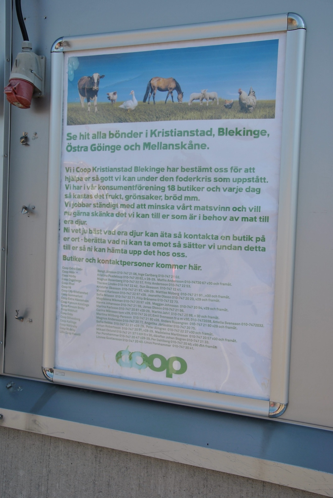 Coop Kristianstad/Blekinge erbjuder matsvinn från sina 18 butiker till bönder i behov.