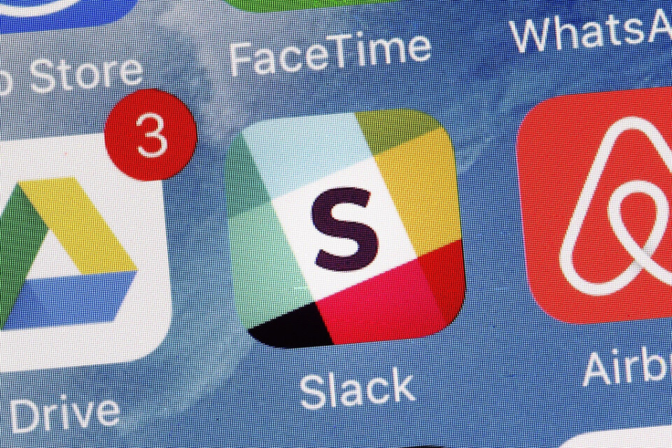 San Francisco-baserade Slack Technologies, som säljer internkommunikationsverktyg till företag, har noterats på New York-börsen. Arkivbild.