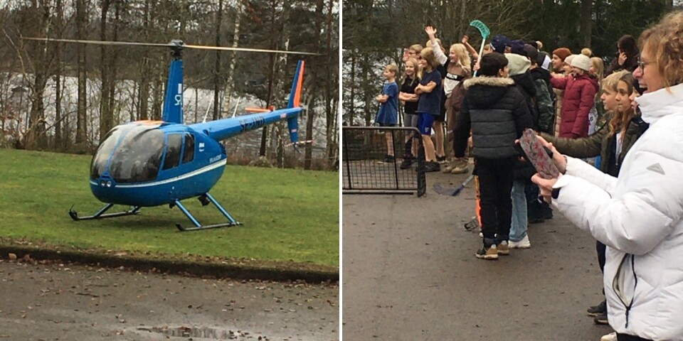 Helikopter landade på skolans fotbollsplan: ”Det var riktigt festligt”