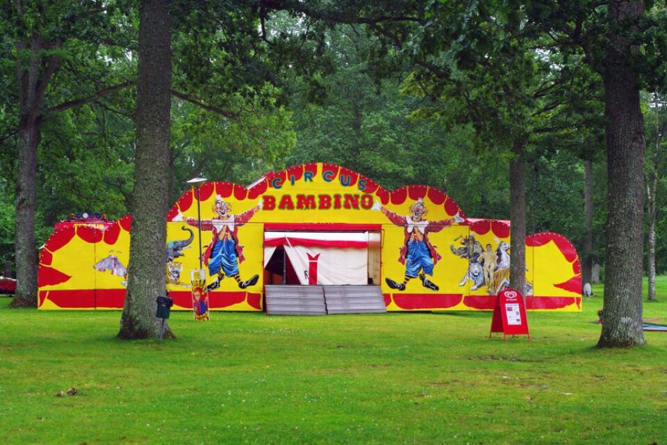I ett hörn av Mårdslycke camping har Cirkus Bambino slagit upp sitt tält.