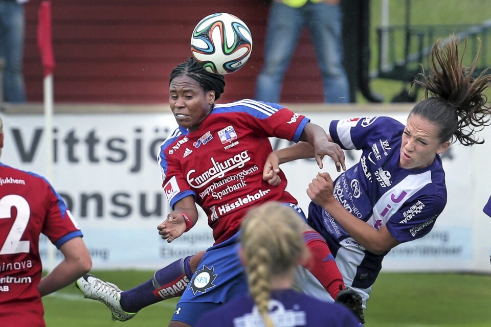Ifeoma Dieke, här i Vittsjötröjan, kommer snart att lämna ”nya” klubben IFK Kalmar. 		      Foto: Stefan Sandström/Arkiv