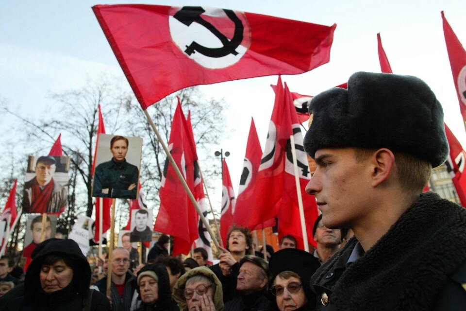 Nationalbolsjevikiska partiet demonstrerar i Moskva 2005. Arkivbild.