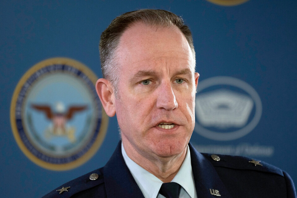Brigadgeneral Patrick Ryder, presstalesperson för Pentagon där USA:s försvarsdepartement har sitt säte. Arkivbild.