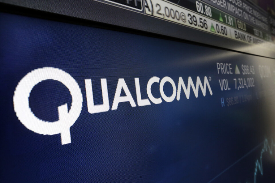 Amerikanska Qualcomms aktie rusar i terminshandeln efter nyhet om nytt Apple-avtal. Arkivbild