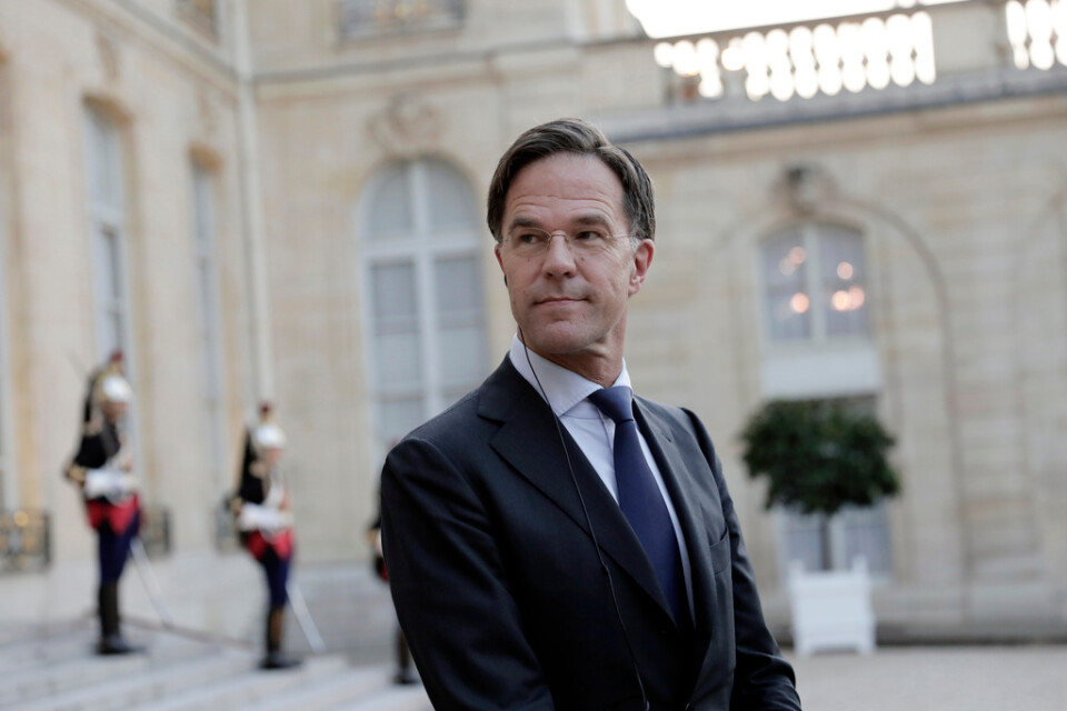 Nederländernas premiärminister Mark Rutte, här i Paris i augusti, har ilsknat till mot sin slovenske kollega Janez Jansa.