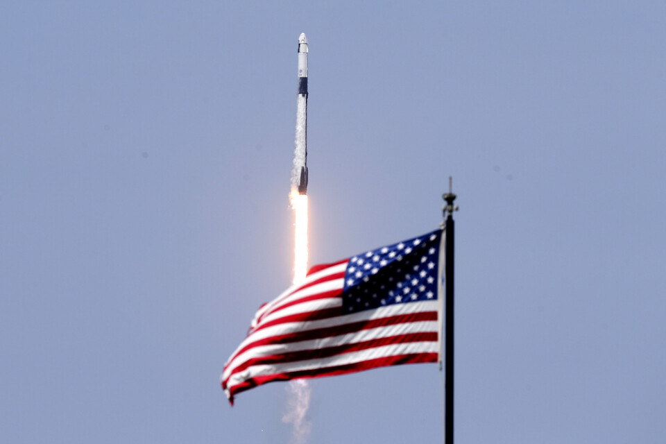 Raketen Falcon|9 lyfte från Kennedy Space Center i Cape Canavera i USA på lördagen.