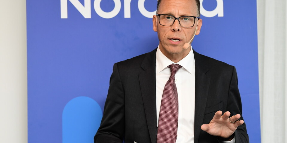 Storbanken Nordea, med vd Frank Vang-Jensen, redovisar bokslut för 2022. Arkivbild