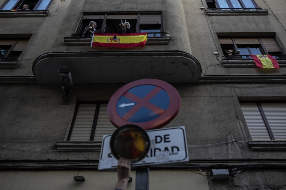 En protest mot Spaniens regering i Madrid under måndagen.