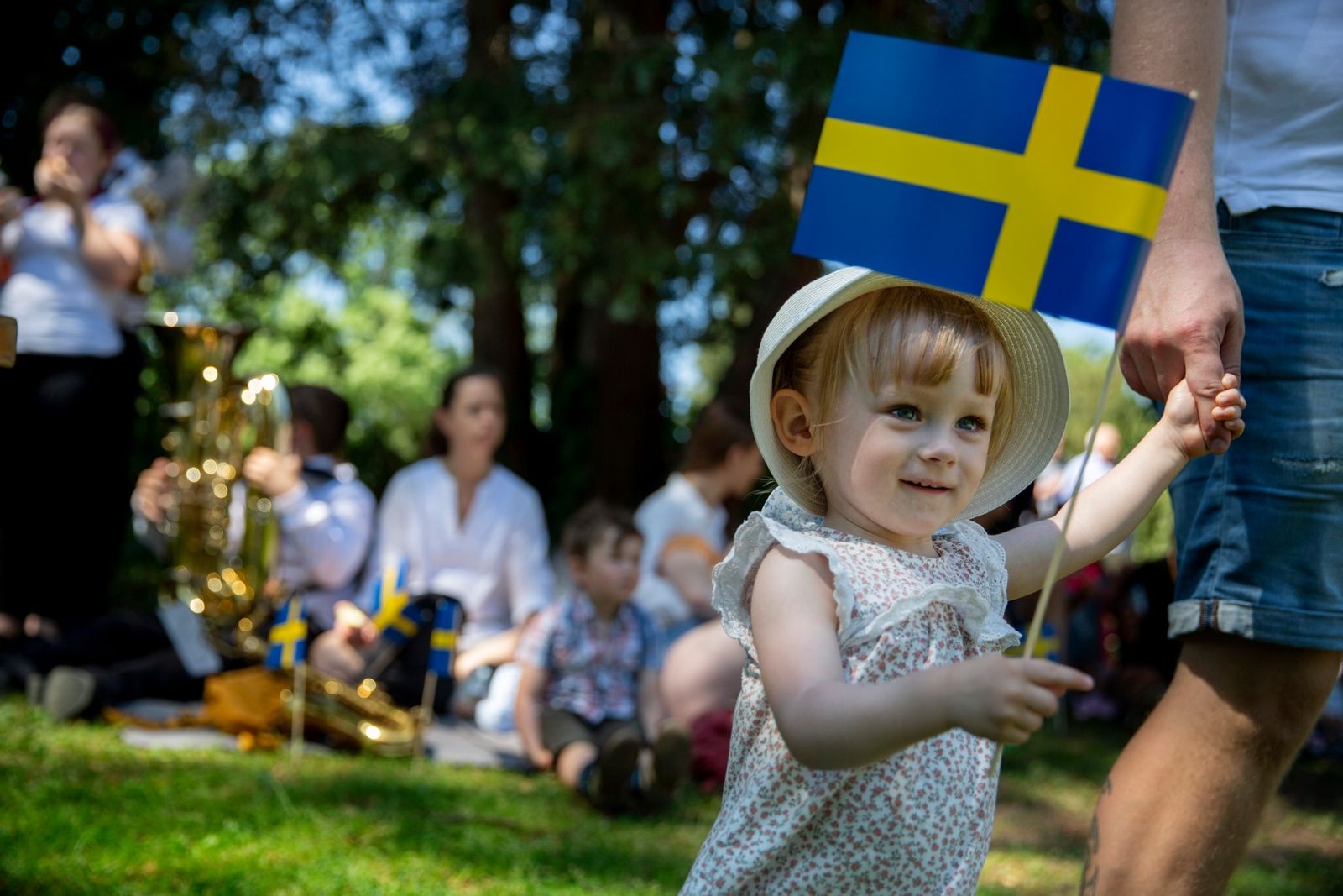 Ebba Oredsson var en av de yngre nationaldagsfirarna i Stadsparken i Skurup.