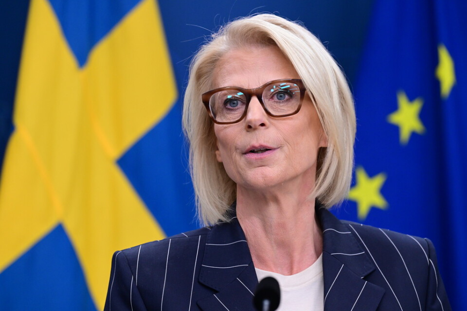 Finansminister Elisabeth Svantesson (M) presenterar budgetpropositionen för 2024.