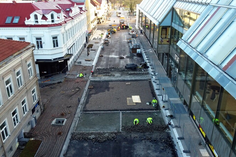Arbeten på Norra Järnvägsgatan i Växjö