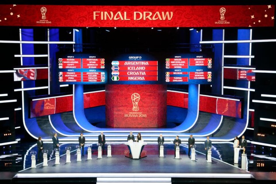 Scenen för lottningen av VM-slutspelet i Ryssland.