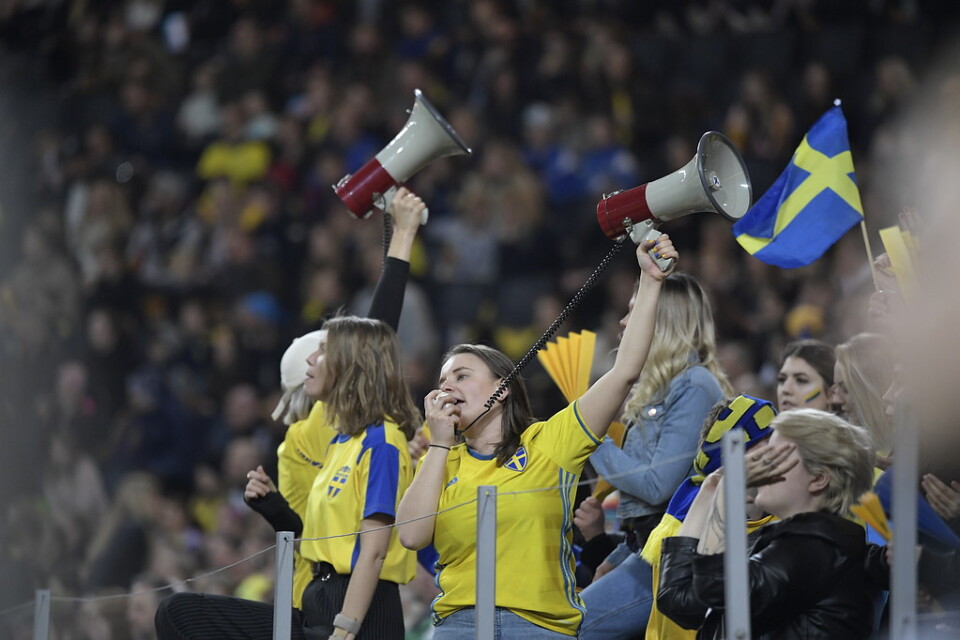 Det blev nytt publikrekord för det svenska damlandslaget i fotboll när Sverige mötte Tyskland på Friends arena i april. Och det blågula publikintresset verkar stort även inför VM i Frankrike. Arkivbild.