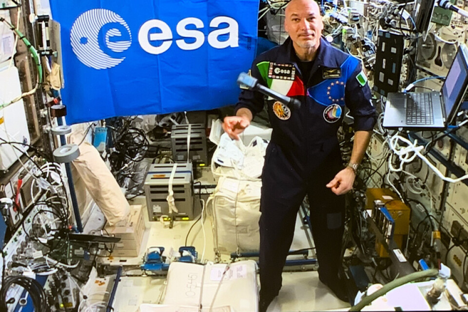 Den spanske astronauten Luca Parmitano ombord på den internationella rymdstationen ISS.