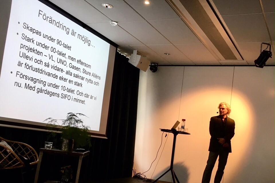 Nationalekonomen och författaren Jan Jörnmark presenterade sin rapport om Göteborg på onsdagsmorgonen.