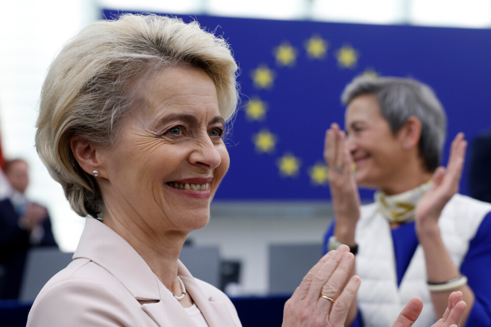 EU-kommissionens ordförande Ursula von der Leyen i EU-parlamentet i Strasbourg på tisdagen.