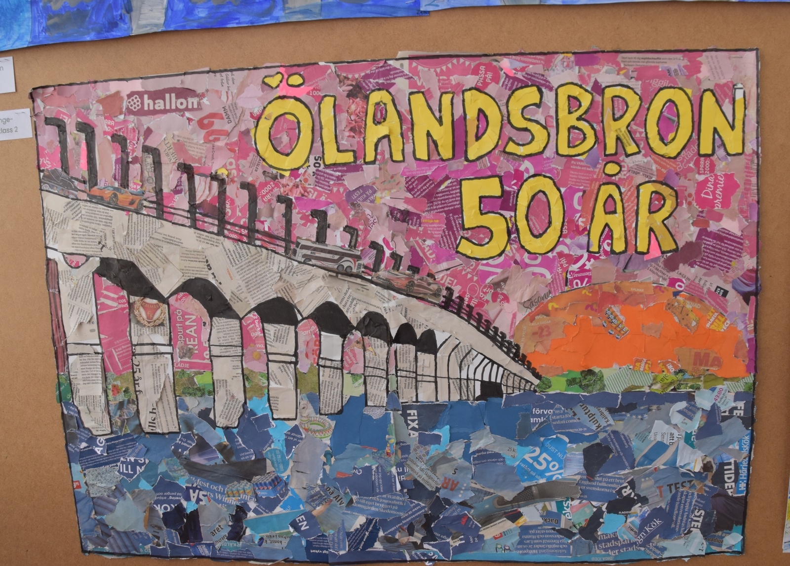 Olika skolor bidrog med konstverk med temat"Ölandsbron".