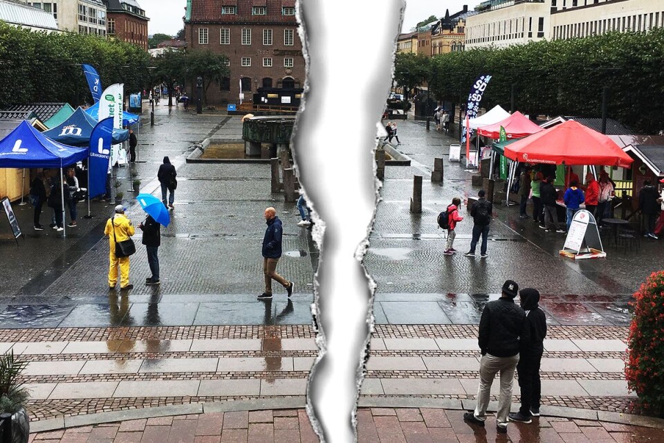 Stora torget i Borås – valstugorna är en kär del av valrörelsen.