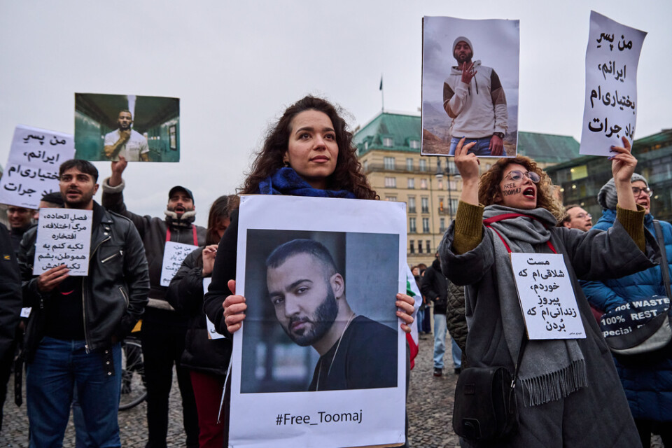 Demonstration mot gripandet av Toomaj Salehi i Berlin i början av november.