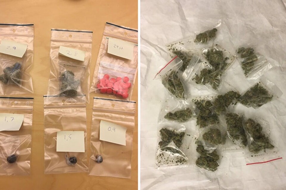 Narkotika som anträffats i samband med polisens insatser mot det kriminella nätverket på Charlottesborg.