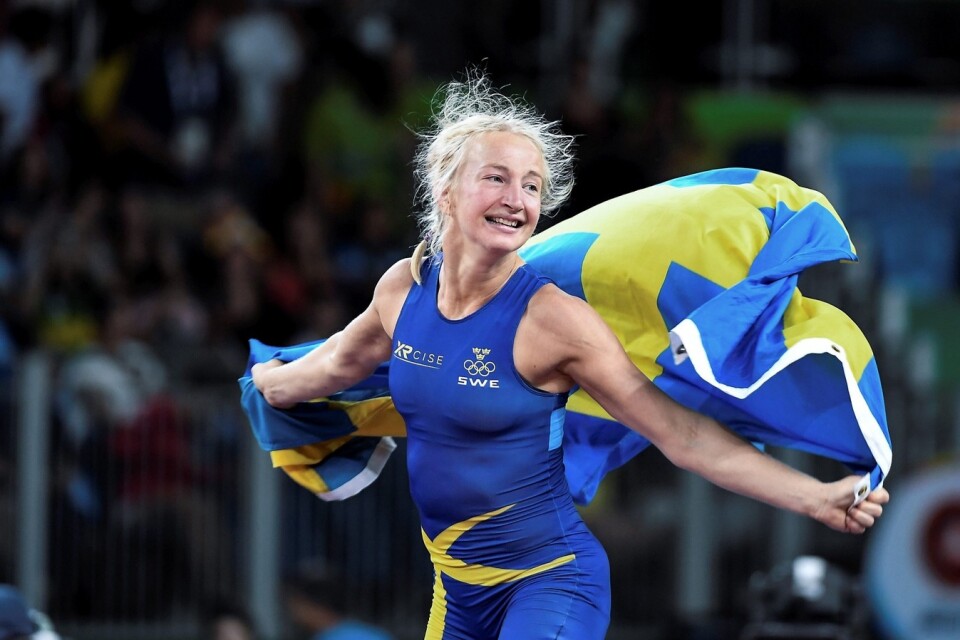 Sofia Matsson jublar efter bronsmatchen. Foto: TT