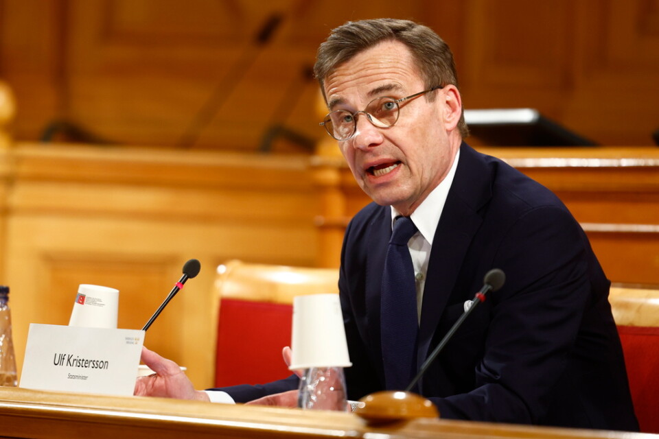 Statsminister Ulf Kristersson (M) och hans regering får kritik av riksdagens konstitutionsutskott för hanteringen av sekretessen av elstödet. Arkivbild.
