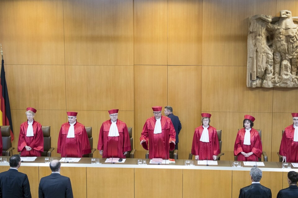 Domarna i tyska författningsdomstolen. Bilden är från ett tidigare tillfälle. Arkivbild.