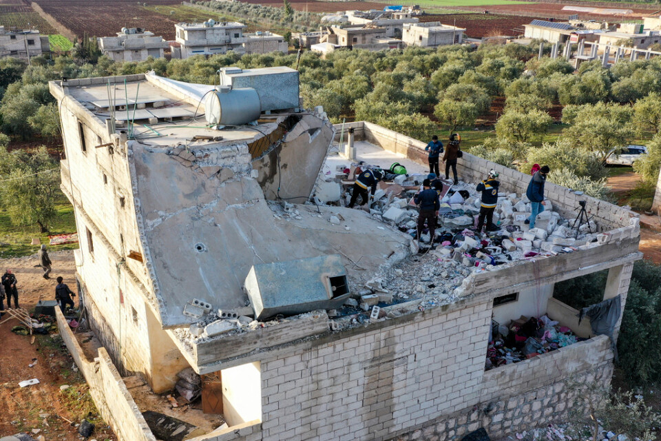 Byggnaden där den IS-ledaren Abu Ibrahim al-Hashimi al-Qurashi detonerade en bomb som dödade honom själv och flera familjemedlemmar. Arkivbild.