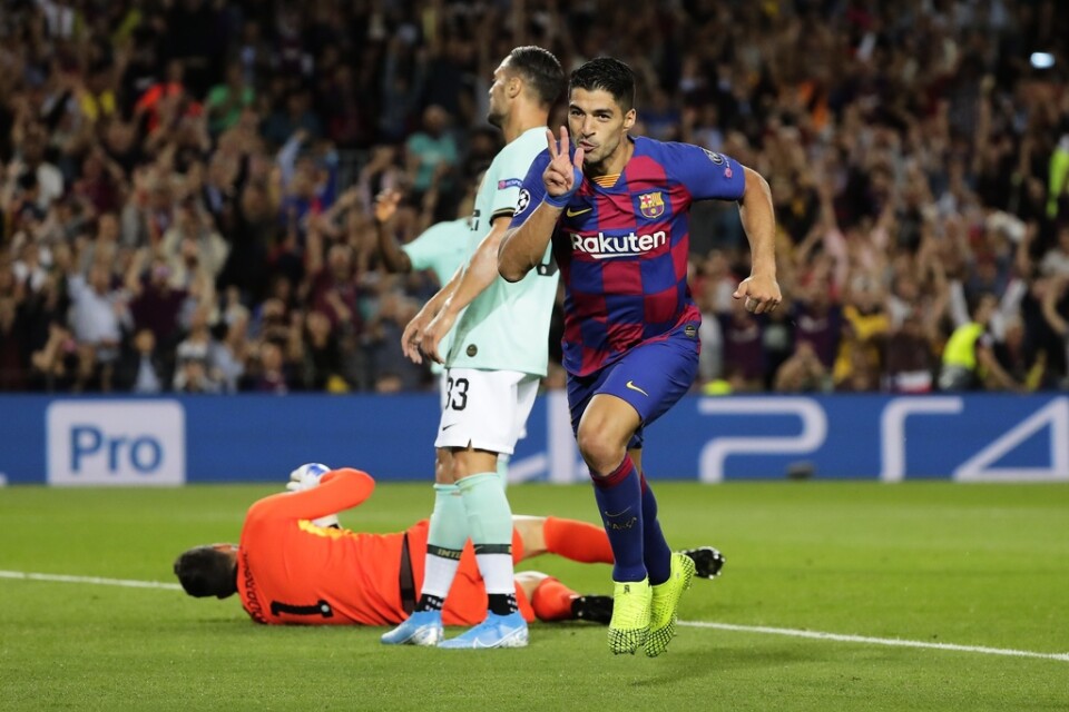 Luis Suárez, tvåmålsskytt när Barcelona vände 0–1 till 2–1 mot Inter hemma på Camp Nou.
