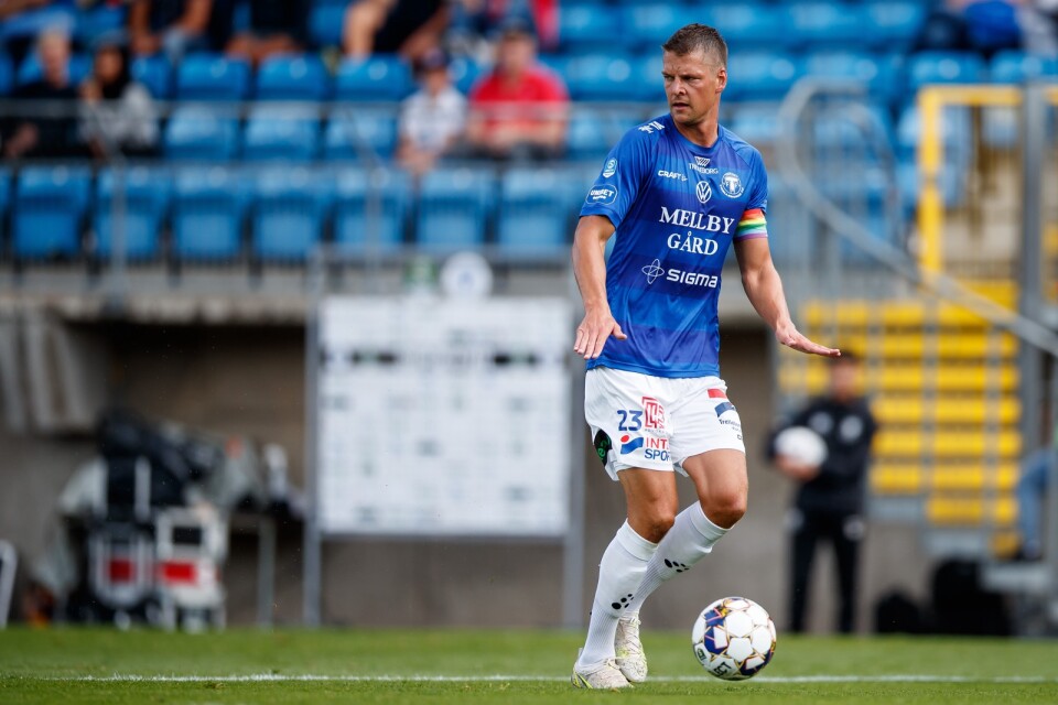 Fredrik Liverstam i TFF:s tröja i matchen mot Helsingborgs IF i superettan den 31 juli 2021.