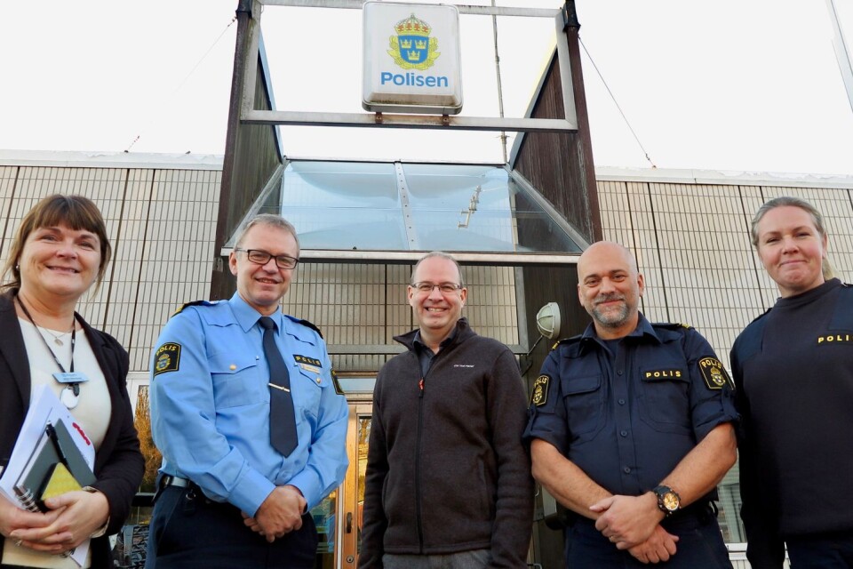 Bibbi Rönnlund, Magnus Bergman, Kenneth Michaelsson, Alexander Vujovic och Katarina Johansson presenterade polisens och Ronneby kommuns trygghetsmätning för 2018 under tisdagen.