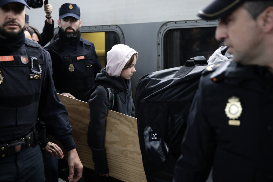 Klimataktivisten Greta Thunberg anlände till Madrid på fredagsmorgonen.