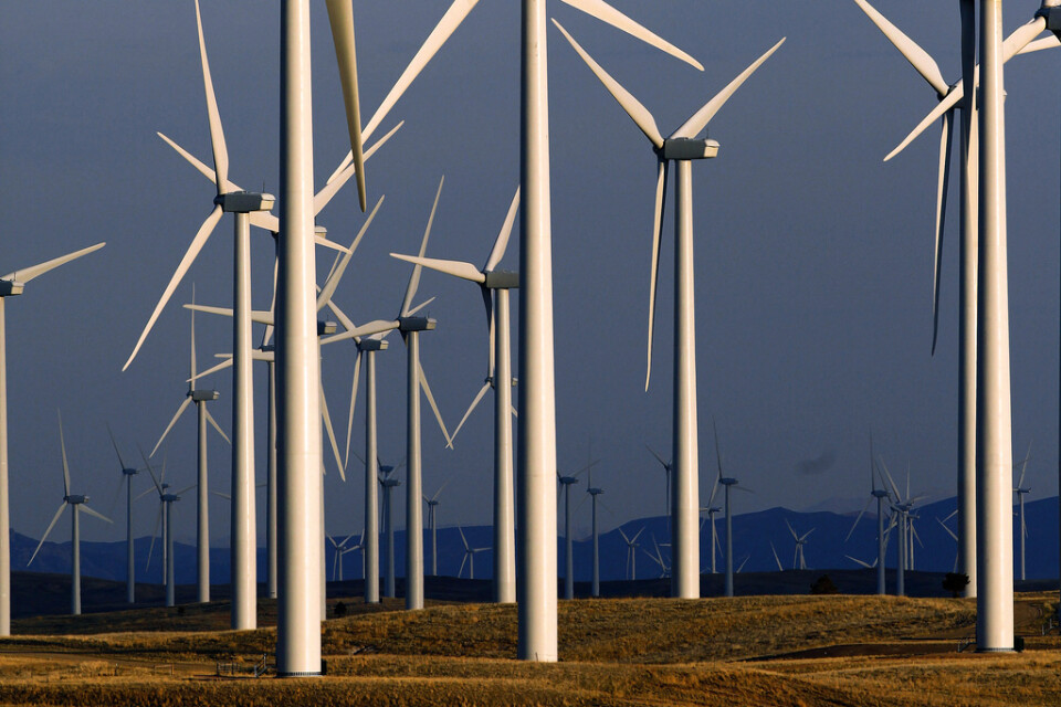Förnybara energikällor som vind och sol fortsätter att växa snabbt i världen. Men det går för långsamt, enligt IEA. Bilden är från en vindkraftsfarm i Wyoming i USA.