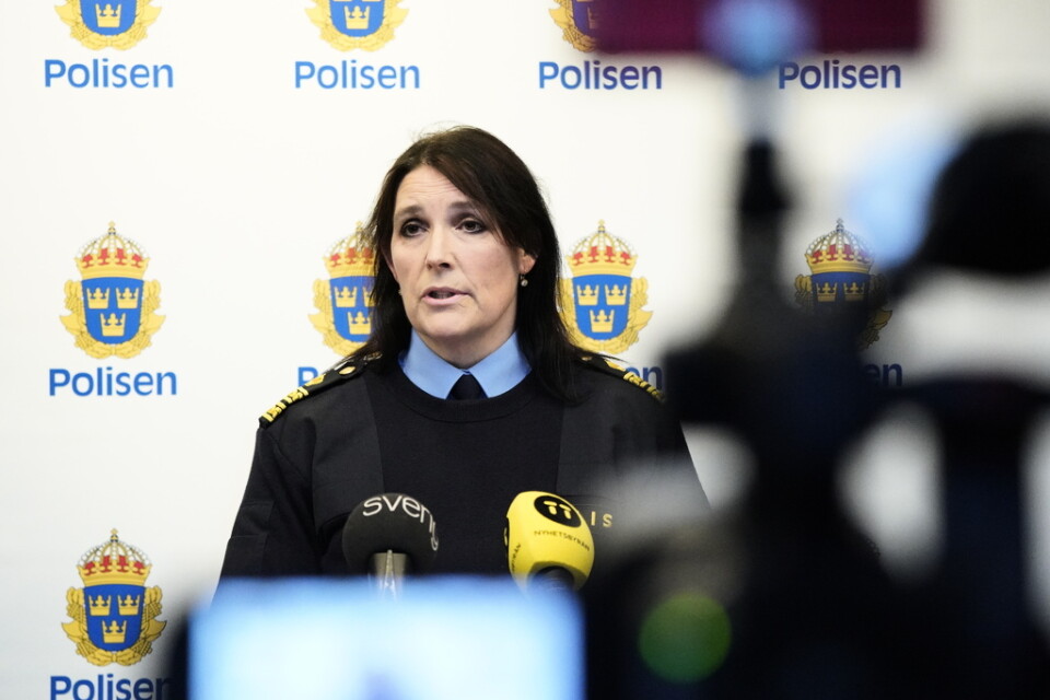 Petra Stenkula, chef för polisens regionala utredningsenhet i region Syd, under presskonferensen.