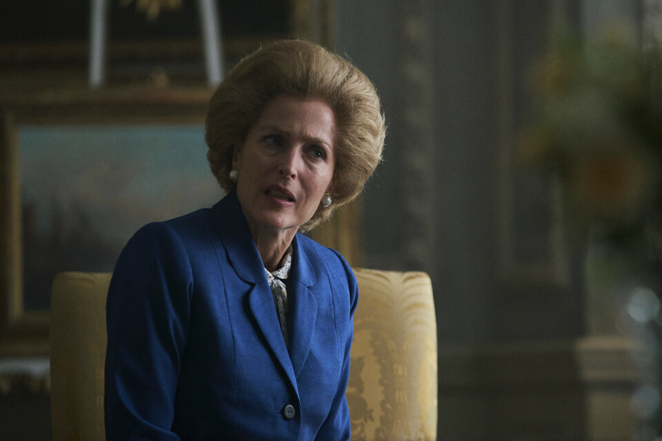 Gillian Anderson spelar Margaret Thatcher i den nya säsongen av "The crown". Pressbild.