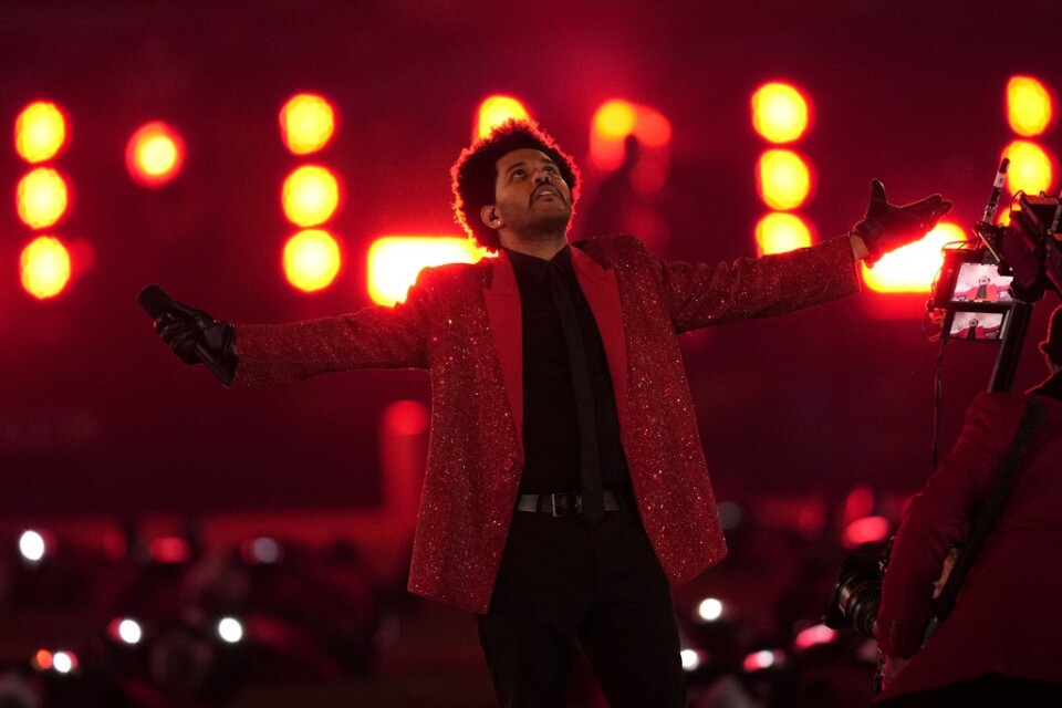The Weeknd uppträdde under halvtidspausen på Super Bowl tidigare i februari. Arkivbild.