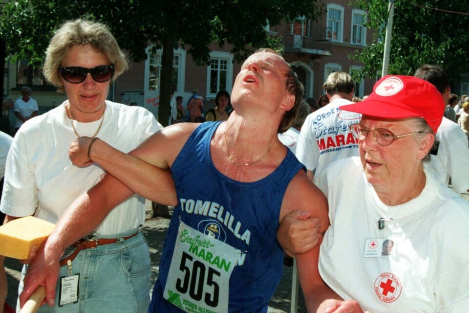 1997. En utpumpad Christer Andersson efter avslutad sträcka.