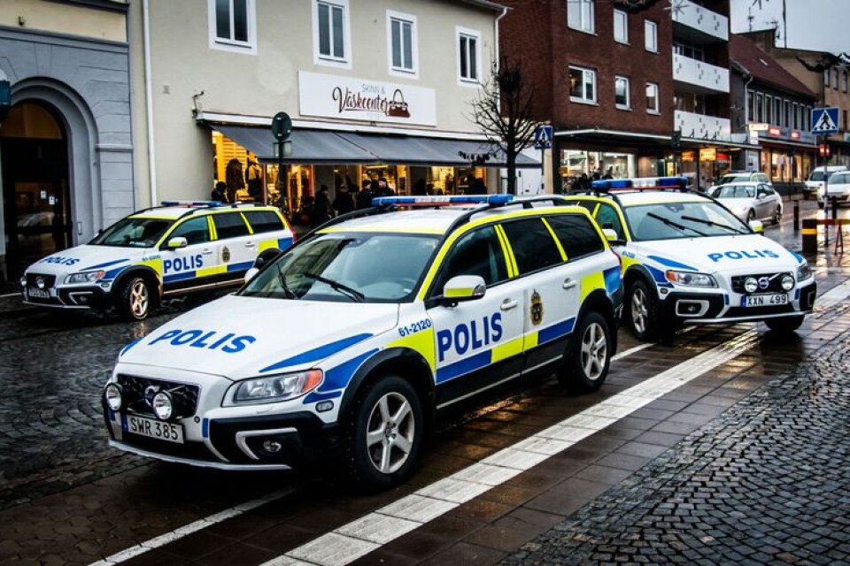 Poliser under ett ingripande efter ett bråk i Ronneby.