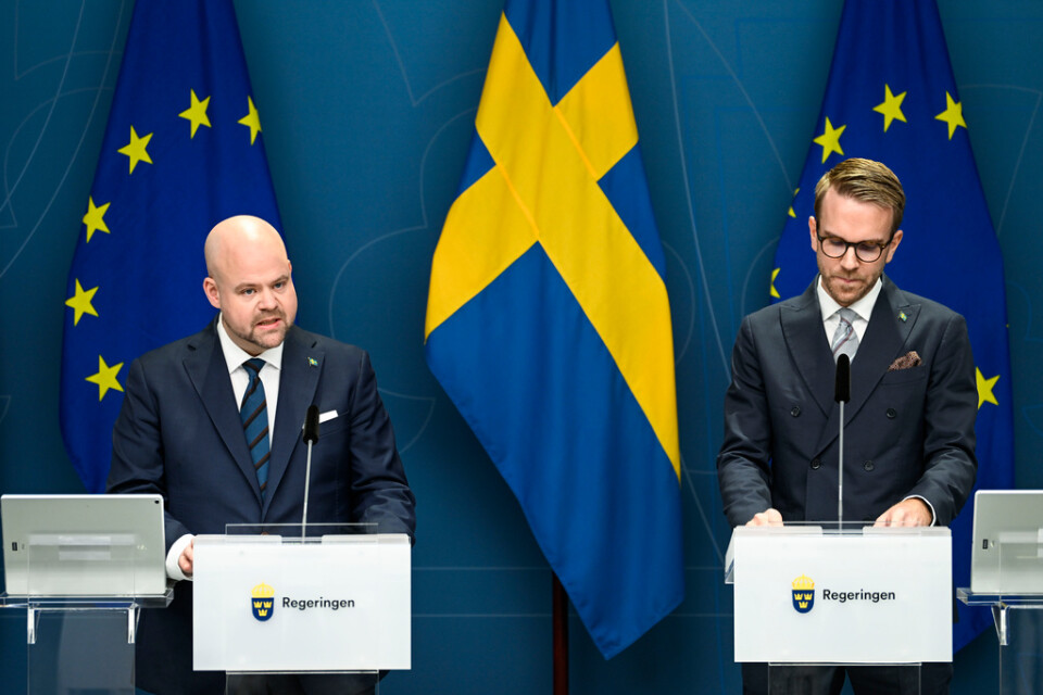 Landsbygdsminister Peter Kullgren (KD) och infrastruktur- och bostadsminister Andreas Carlson (KD) håller pressträff om budgetsatsningar på landsbygd och infrastruktur.