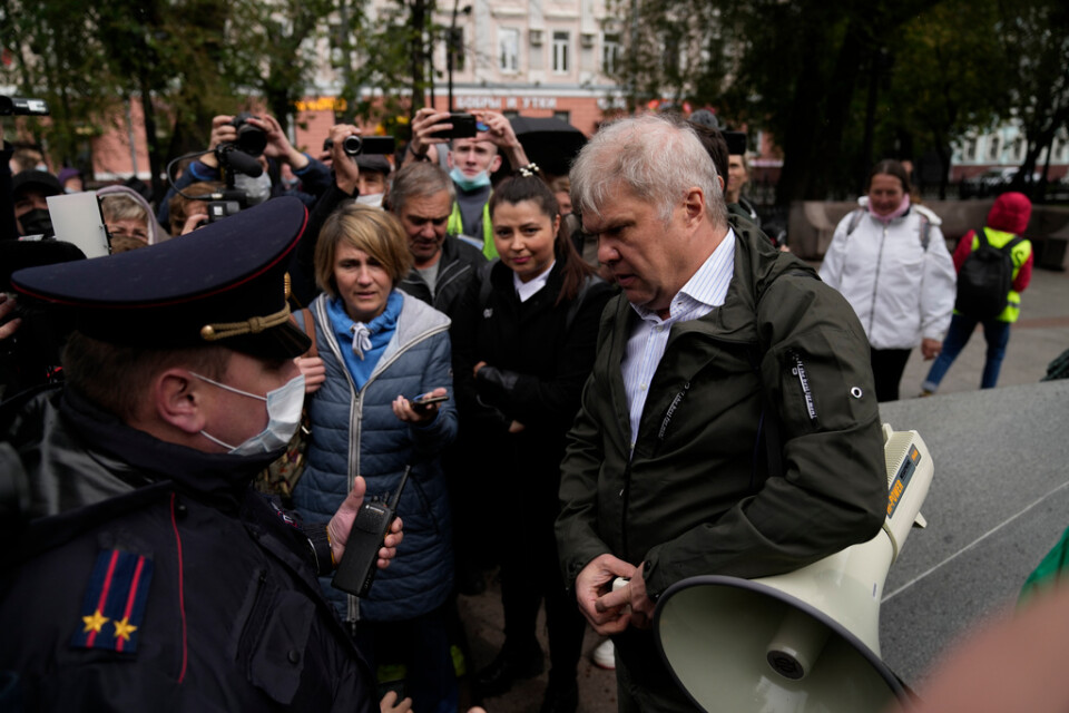 Oppositionskandidater höll valmöte i Moskva på lördagen.