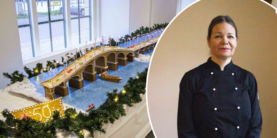 Eva-Karin har skapat Ölandsbron i pepparkaka