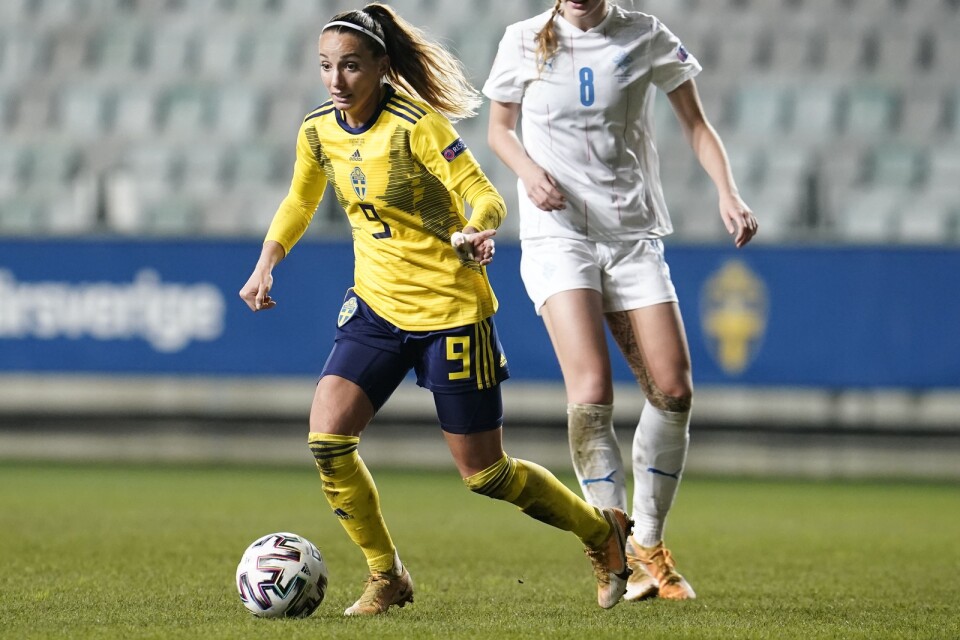 Kosovare Asllani under tisdagens EM-kvalmatch i fotboll mellan Sverige och Island på Gamla Ullevi.
