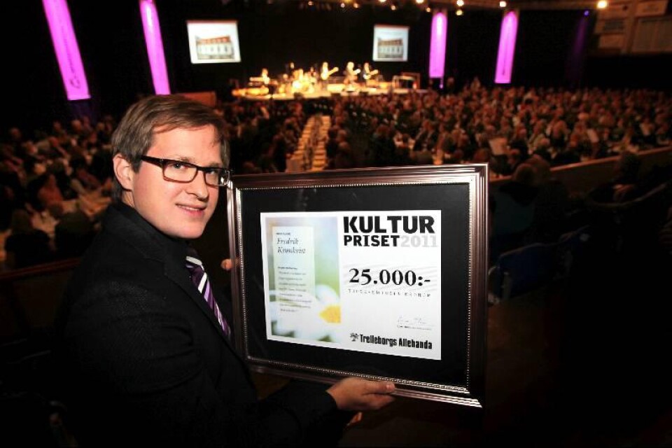 Kul att vara hemma igen, tyckte Fredrik Kronkvist som vann TA:s kulturpris.
