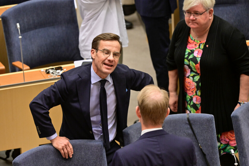 Moderaternas partiledare Ulf Kristersson inför uppropet av ledamöterna i riksdagen på måndagen.