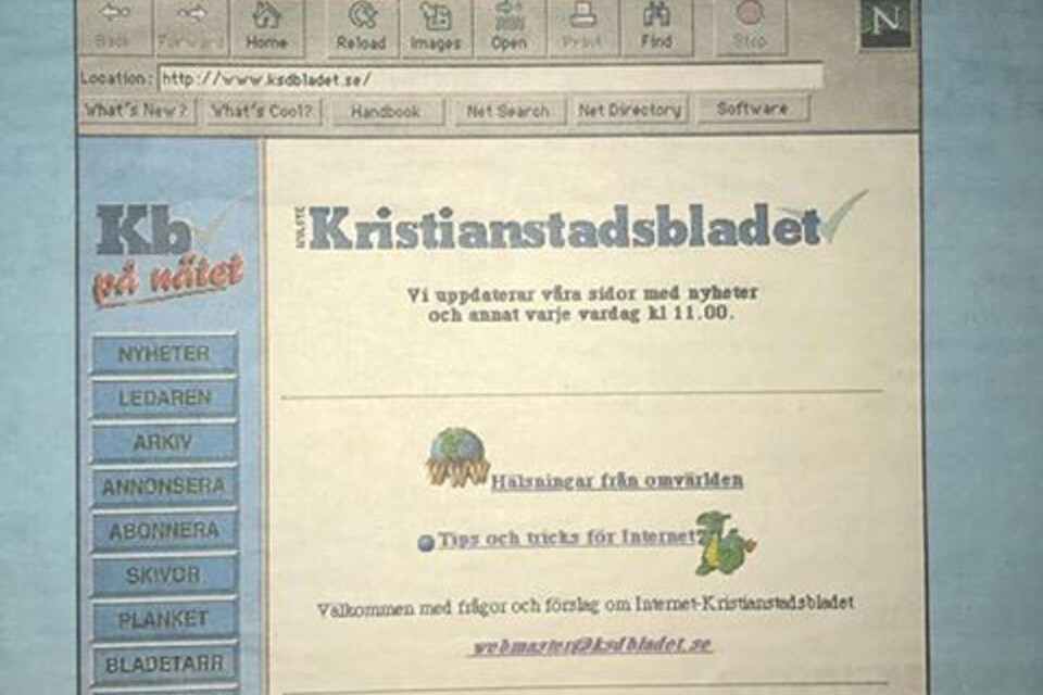 Så här såg Kristianstadsbladets sajt ut 1997.