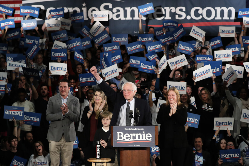 Bernie Sanders kampanjar i Des Moines 2020.