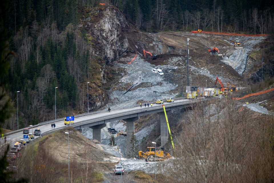Ett jordskred ägde rum på Stavsjøfjelltunneln längs E6 invid Malvik i Norge på onsdagen.