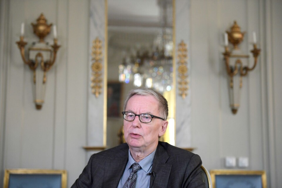 Anders Olsson, Svenska akademiens tf ständige sekreterare, i Börshuset i Stockholm.