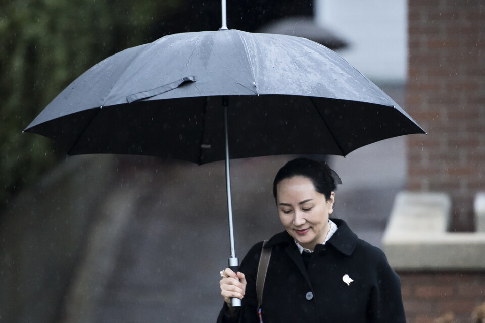Meng Wanzhou har hållits kvar i British Columbia i västra Kanada sedan 2018. Hon är dock på fri fot, med fotboja. Här anländer hon till en rättsförhandling i Vancouver i januari.