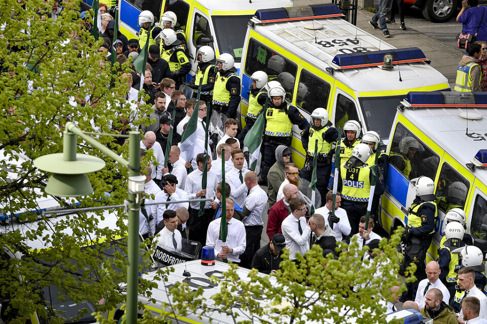Efter gårdagens nazistdemonstration i Kungälv inleder nu polisen arbetet med det rättsliga efterspelet. Arkivbild.